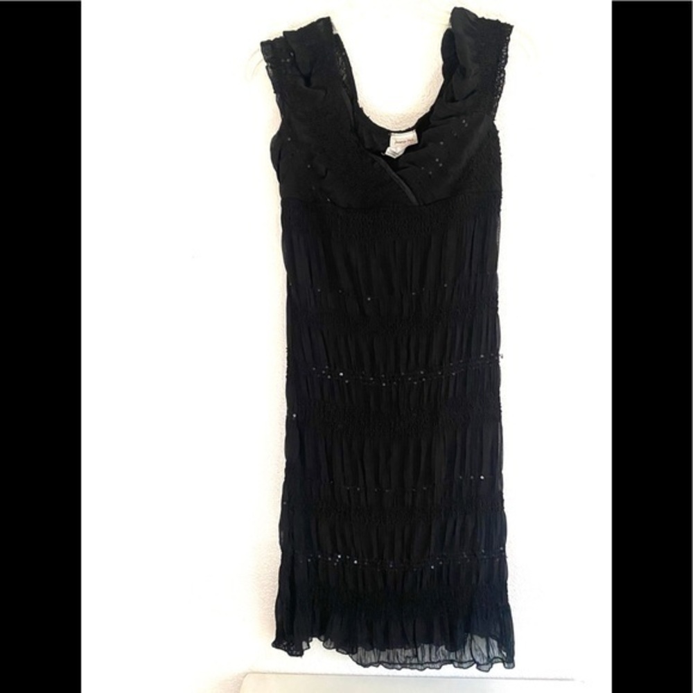 JANETTE PLUS black crinkle sequins midi dress 1X